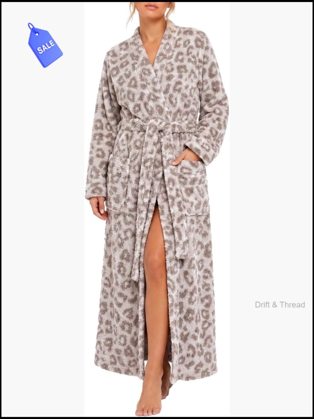 Plush Floor Length Robe with Pockets, Ultra Soft Winter Housecoat, Kimono
